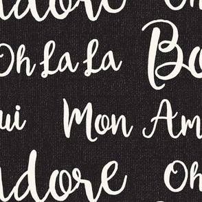 Oh La La Paris - French Text Black Ivory Large Scale