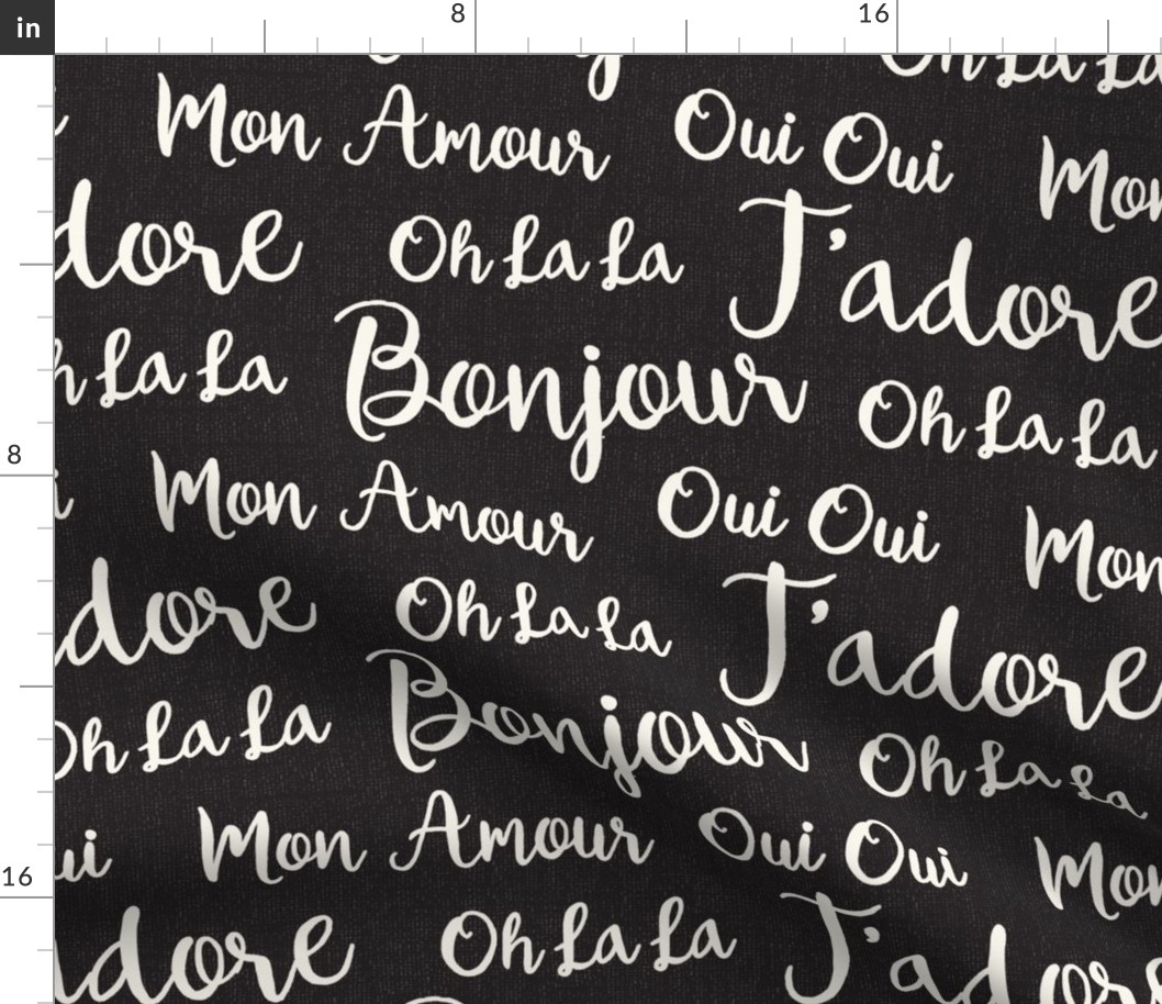 Oh La La Paris - French Text Black Ivory Large Scale