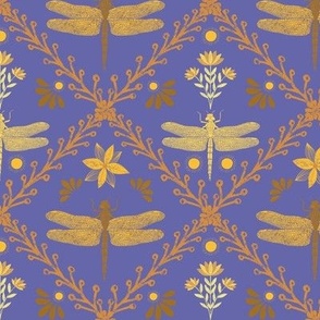 Dragonfly in Periwinkle and Gold