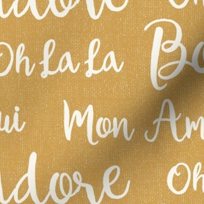 Oh La La Paris - French Text Golden Yellow Ivory Large Scale
