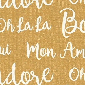 Oh La La Paris - French Text Golden Yellow Ivory Large Scale