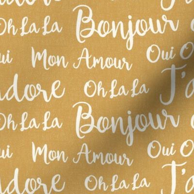 Oh La La Paris - French Text Golden Yellow Ivory Regular Scale
