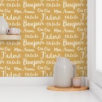 Oh La La Paris - French Text Golden Yellow Ivory Small Scale