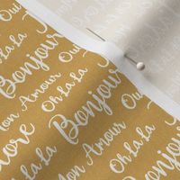 Oh La La Paris - French Text Golden Yellow Ivory Small Scale