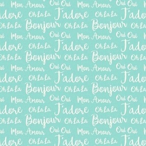 Oh La La Paris - French Text Aqua Ivory Small Scale