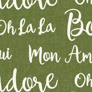 Oh La La Paris - French Text Green Ivory Large Scale