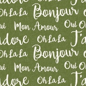 Oh La La Paris - French Text Green Ivory Regular Scale