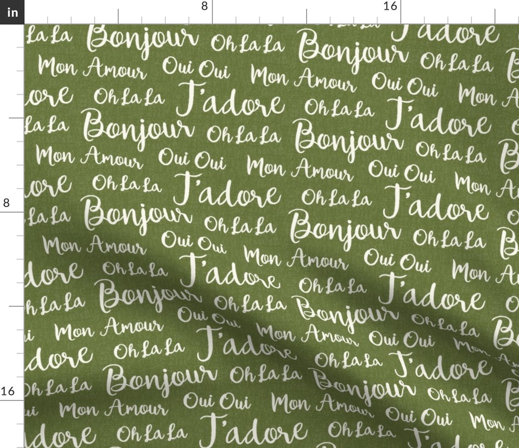 Oh La La Paris - French Text Green Ivory Regular Scale