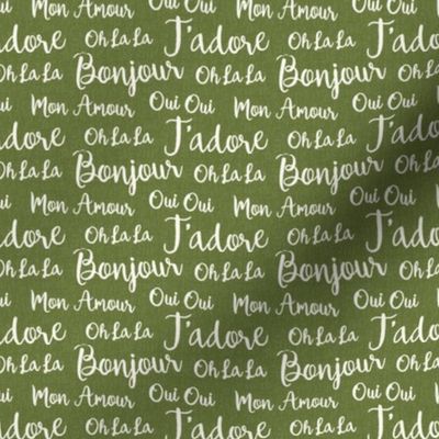 Oh La La Paris - French Text Green Ivory Small Scale