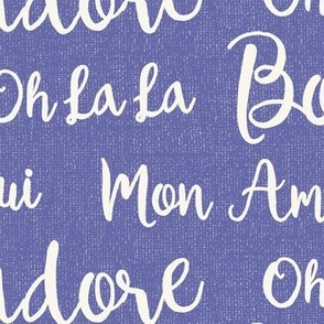Oh La La Paris - French Text Periwinkle Ivory Large Scale