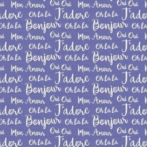 Oh La La Paris - French Text Periwinkle Ivory Small Scale