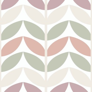 MID CENTURY LEAVES IN SOFT PASTELS AND BAY LEAF