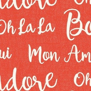 Oh La La Paris - French Text Red Ivory Large Scale