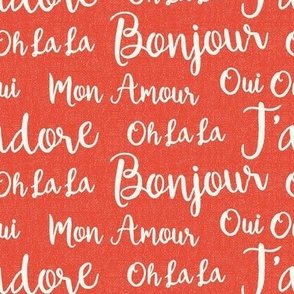 Oh La La Paris - French Text Red Ivory Regular Scale