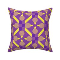 TRV9  - large - Topsy Turvy Geometric Grid in Purple and Yellow