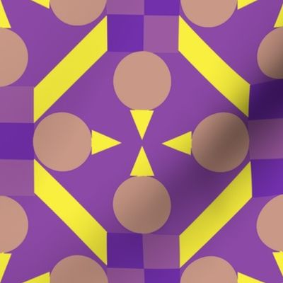 TRV9  - large - Topsy Turvy Geometric Grid in Purple and Yellow