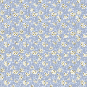 Mini / Micro Mazy Daisy Field Floral in Blue