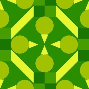 TRV6 -  Large - Topsy Turvy Geometric Medley in Yellow and Green