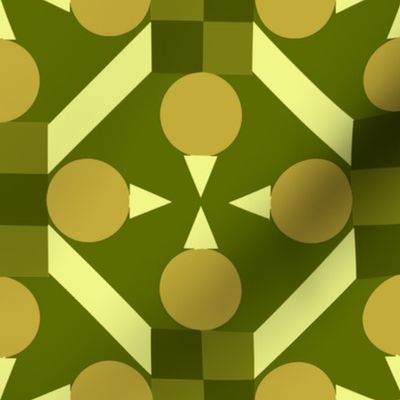 TRV5 - Large - Topsy Turvy Geometric Grid in Olive Green Medley