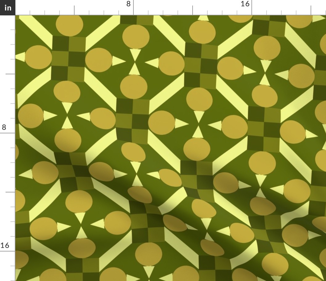 TRV5 - Large - Topsy Turvy Geometric Grid in Olive Green Medley