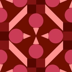 TRV4 - Large - Topsy Turvy Geometric Grid in Garnet Red and Pink