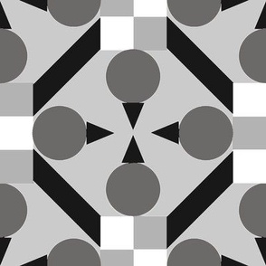 TRV1 - Large - Topsy Turvy Geometric Grid in Tones of Grey