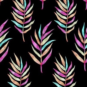 Fruitty Leaves Damask in Black