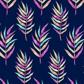 Fruitty Leaves Damask in Navy