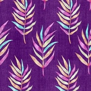 Textured Fruitty Leaves Damask in Purple