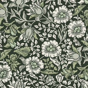 MALLOW IN SHADY LANE - WILLIAM MORRIS AND KATE FAULKNER