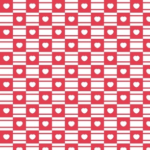 red and white checker with heart design