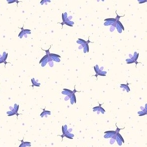 Small // Fireflies - Bioluminescence in Purple, Lavender, White on Off-White