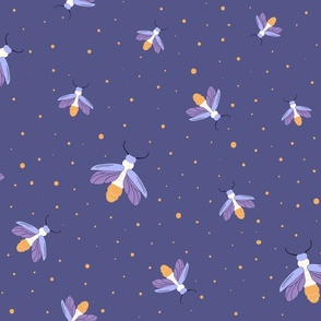 Large // Fireflies - Bioluminescence in Purple, Lavender, Orange, White