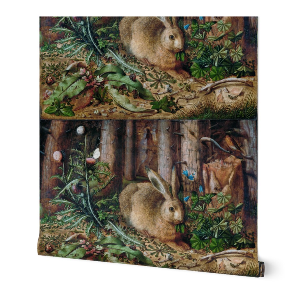 16TH CENTURY WILDFLOWERS WITH FOREST BUNNY