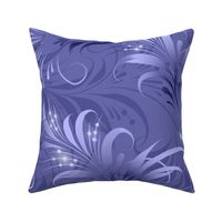 (M) Very Peri purple-blue periwinkle Freehand Folk Floral in monochrome / medium scale / Pantone Colore Of The Year 2022