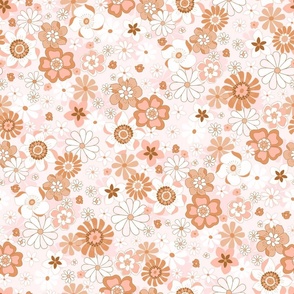 Retro blooms Brown soft by Jac Slade