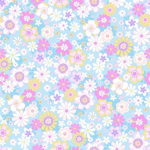 Retro blooms Candy pink pastel by Jac Slade