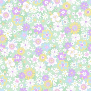 Retro blooms mint lilac by Jac Slade