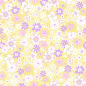 Retro blooms Yellow lilac by Jac Slade