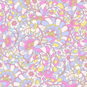 Candy Pop Retro Floral pink blue by Jac Slade