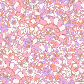 Candy Retro Pop Floral Coral lilac by Jac Slade