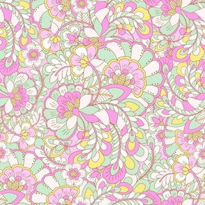 Candy Pop Retro Floral pink mint by Jac Slade