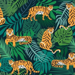 Tigers in Tropical Jungle