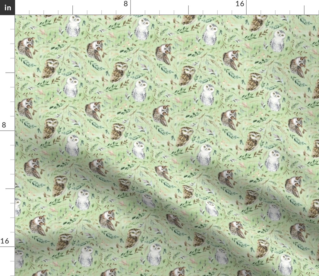 small scale owl green linen