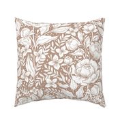 Peonies damask large scale , wallpaper art nouveau - nougat