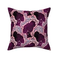  African American woman with dotted circles pink and purple