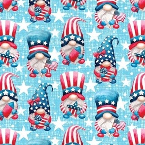  Watercolor patriotic gnomes red white blue july 4th - light blue small scale
