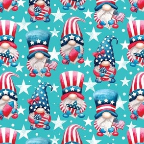  Watercolor patriotic gnomes red white blue july 4th - turquoise small scale
