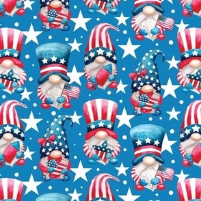  Watercolor patriotic gnomes red white blue july 4th - blue small scale