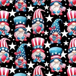  Watercolor patriotic gnomes red white blue july 4th - black small scale